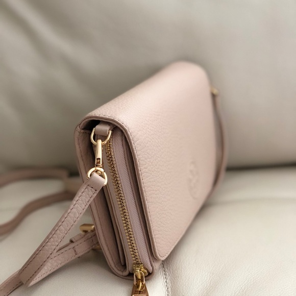 Tory Burch Bombe Flat Wallet Crossbody Light Oak - Picture 5 of 8